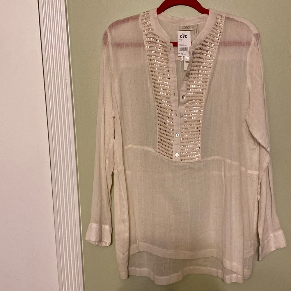 Logo long sleeve tunic top